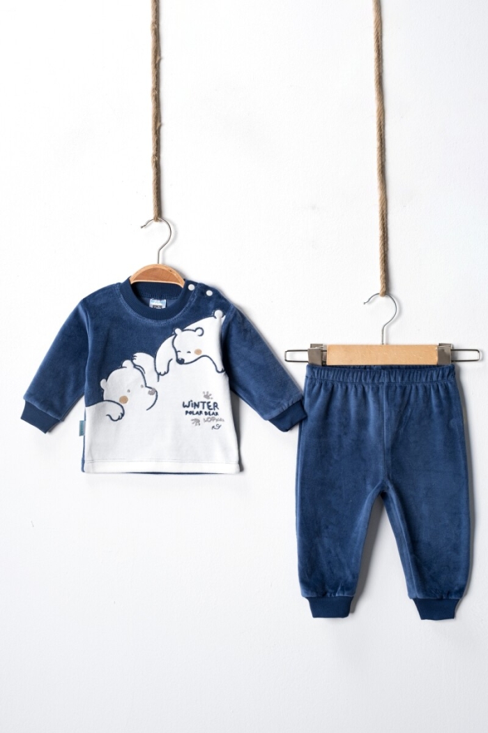Wholesale Baby Boys Velvet Tracksuit Set 3-9M - Producer: Hoppidik - Wholesale Kids & Baby Clothes From Turkey - TheBS Kids