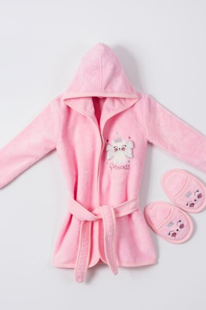 Wholesale Baby Girls 2-Piece Kids Bathrobe Set with Slipper 1-4Y - Producer: Ramel Kids - Wholesale Kids & Baby Clothes From Turkey - TheBS Kids