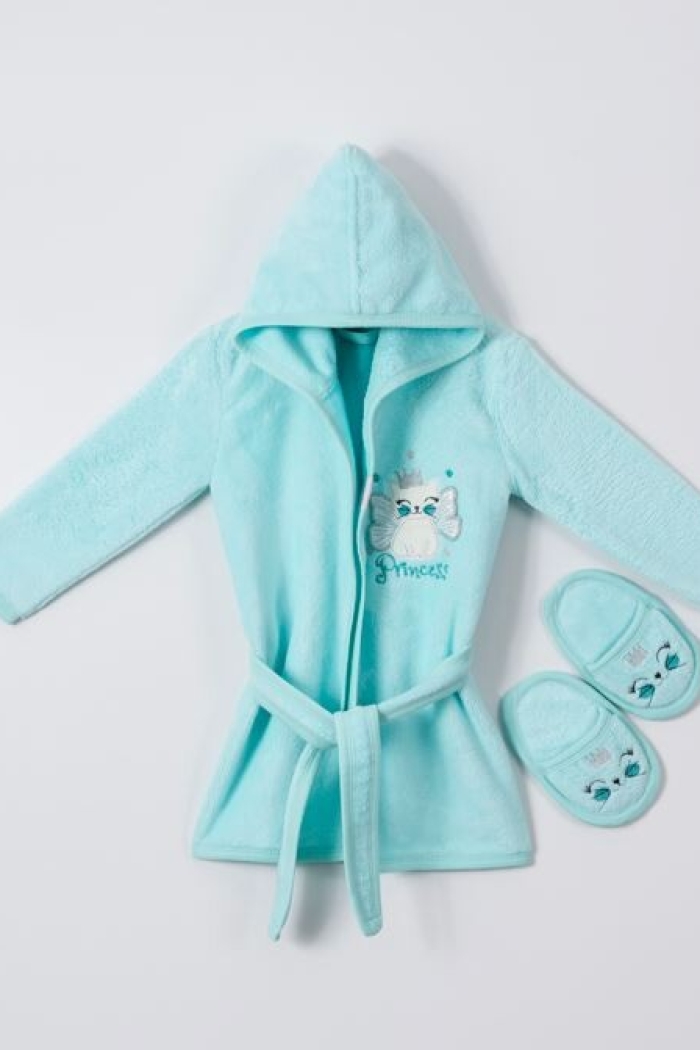 Wholesale Baby Girls 2-Piece Kids Bathrobe Set with Slipper 1-4Y - Producer: Ramel Kids - Wholesale Kids & Baby Clothes From Turkey - TheBS Kids