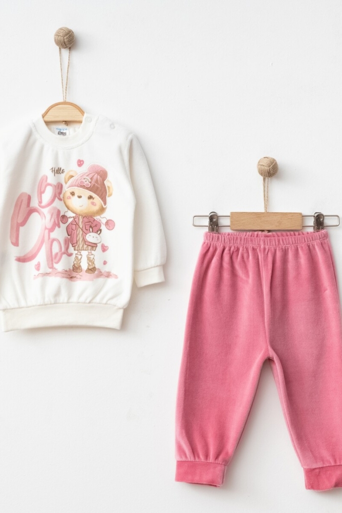 Wholesale Baby Girls 2-Piece Velvet Tracksuit Set 9-18M - Producer: Hoppidik - Wholesale Kids & Baby Clothes From Turkey - TheBS Kids