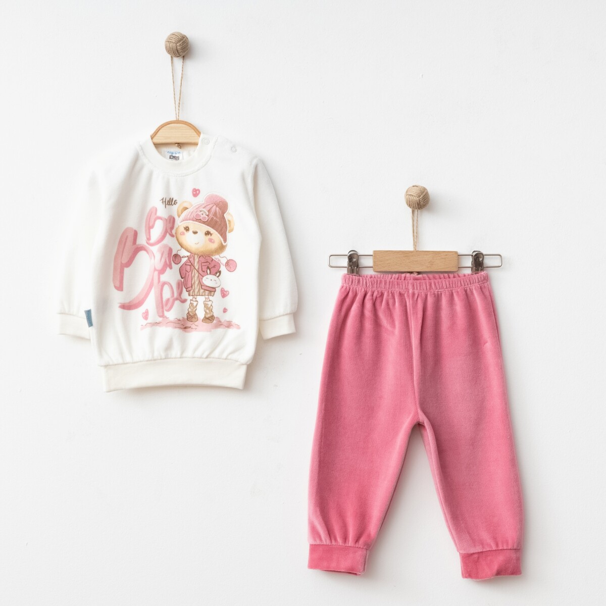 Wholesale Baby Girls 2-Piece Velvet Tracksuit Set 9-18M - Producer: Hoppidik - Wholesale Kids & Baby Clothes From Turkey - TheBS Kids