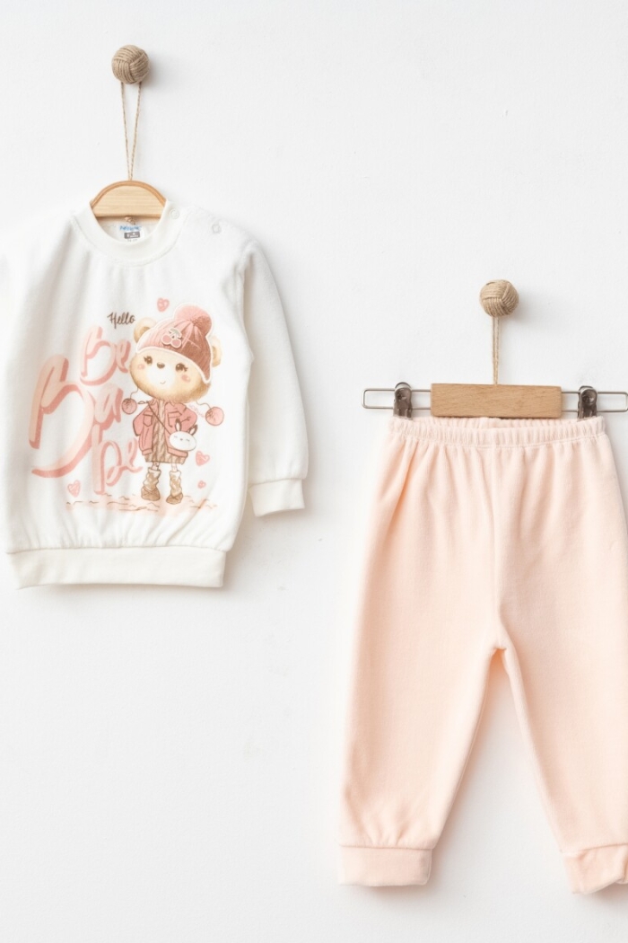 Wholesale Baby Girls 2-Piece Velvet Tracksuit Set 9-18M - Producer: Hoppidik - Wholesale Kids & Baby Clothes From Turkey - TheBS Kids