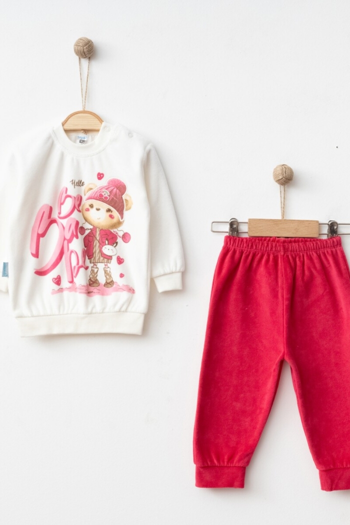 Wholesale Baby Girls 2-Piece Velvet Tracksuit Set 9-18M - Producer: Hoppidik - Wholesale Kids & Baby Clothes From Turkey - TheBS Kids