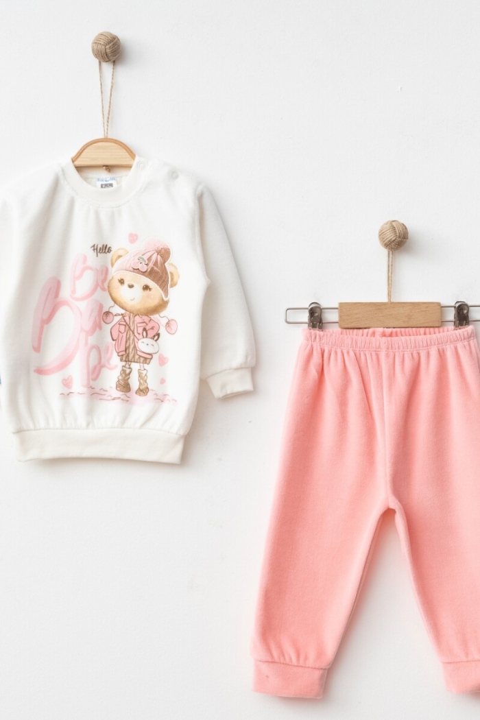 Wholesale Baby Girls 2-Piece Velvet Tracksuit Set 9-18M - Producer: Hoppidik - Wholesale Kids & Baby Clothes From Turkey - TheBS Kids