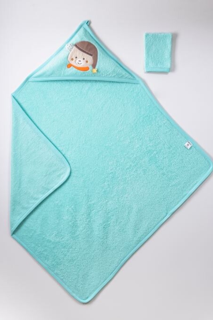 Wholesale Baby Unisex 2-Piece Set with Scrub Mitt and Towel 100x100 cm - Producer: Ramel Kids - Wholesale Kids & Baby Clothes From Turkey - TheBS Kids