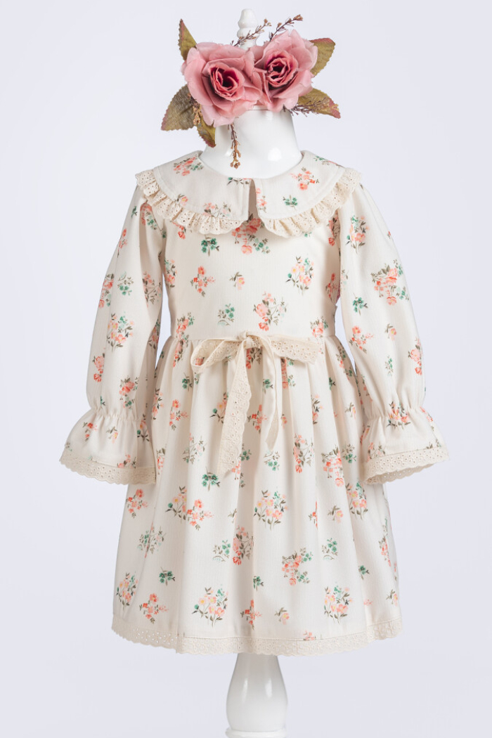 Wholesale Flower Print Winter Dress for Girls 2-5Y - Producer: Tivido - Wholesale Kids & Baby Clothes From Turkey - TheBS Kids