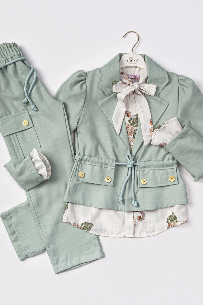 Wholesale Girls 2-Piece Jacket Shirt and Trousers Set 6-12Y - Producer: Tivido - Wholesale Kids & Baby Clothes From Turkey - TheBS Kids