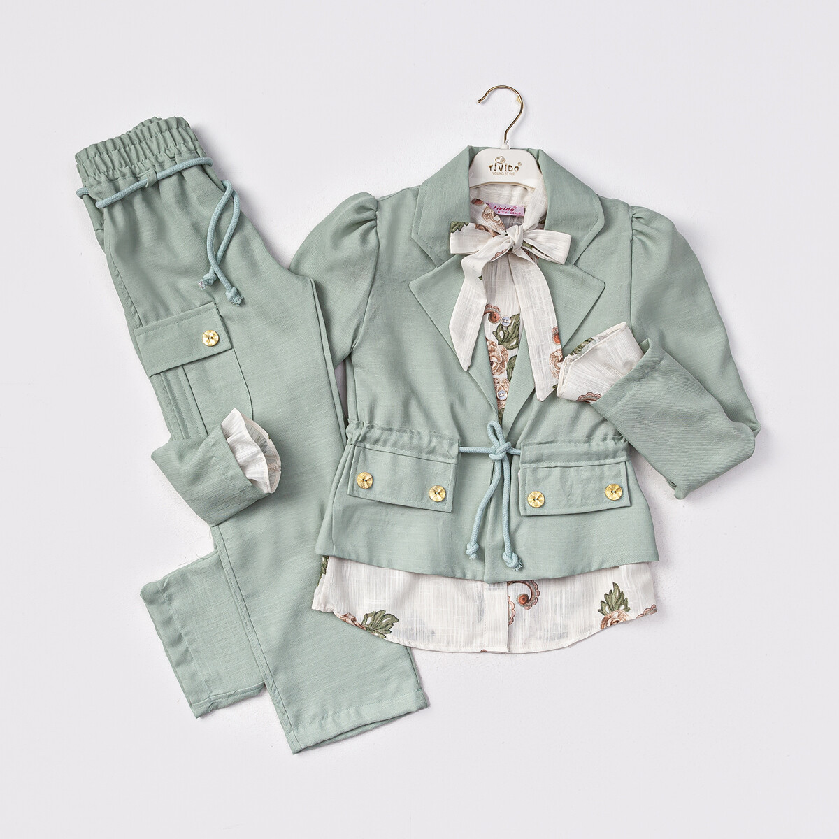 Wholesale Girls 2-Piece Jacket Shirt and Trousers Set 6-12Y - Producer: Tivido - Wholesale Kids & Baby Clothes From Turkey - TheBS Kids