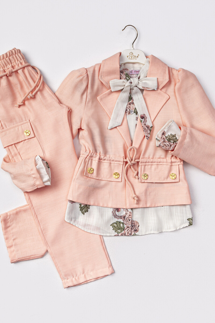 Wholesale Girls 2-Piece Jacket Shirt and Trousers Set 6-12Y - Producer: Tivido - Wholesale Kids & Baby Clothes From Turkey - TheBS Kids