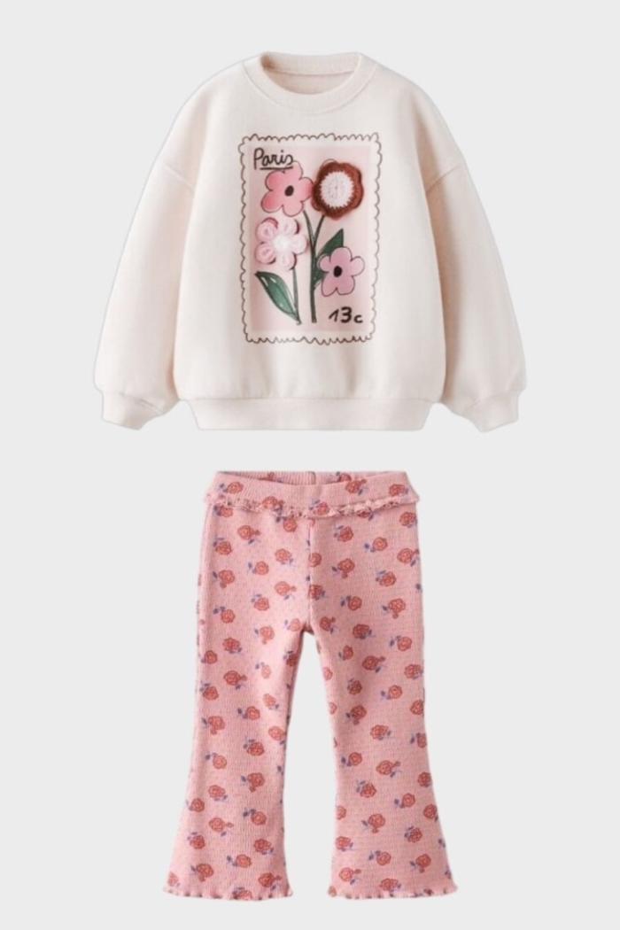Wholesale Girls 2-Piece Printed Sweat and Pants Set 2-10Y - Producer: KidsRoom - Wholesale Kids & Baby Clothes From Turkey - TheBS Kids