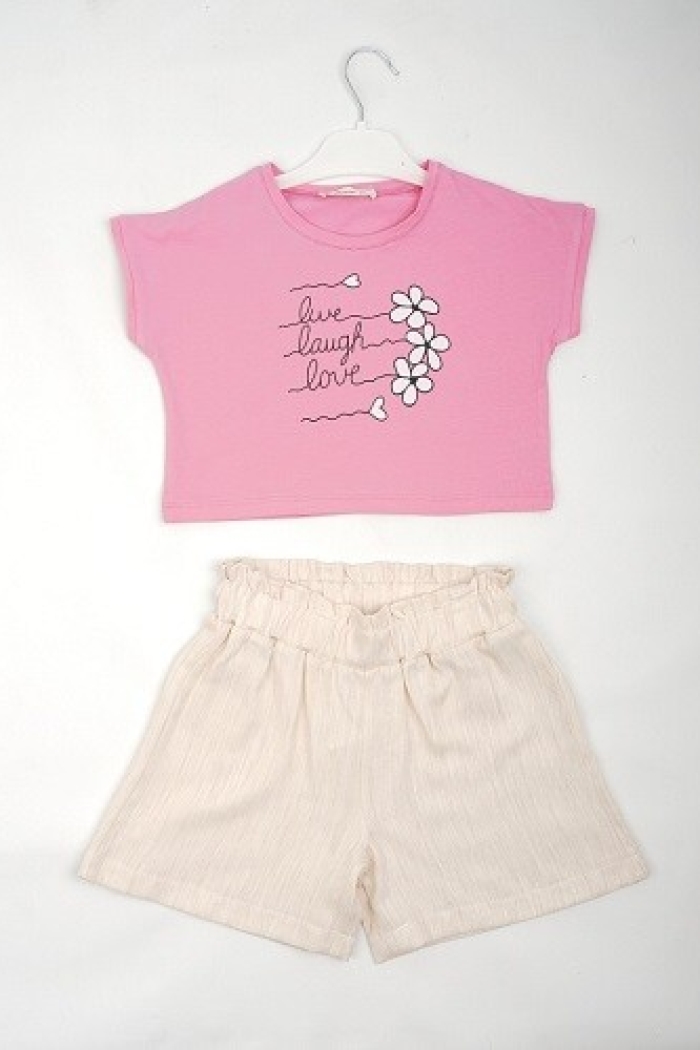 Wholesale Girls 2-Piece T-shirt and Linen Shorts 7-10Y - Producer: Büşra Bebe - Wholesale Kids & Baby Clothes From Turkey - TheBS Kids