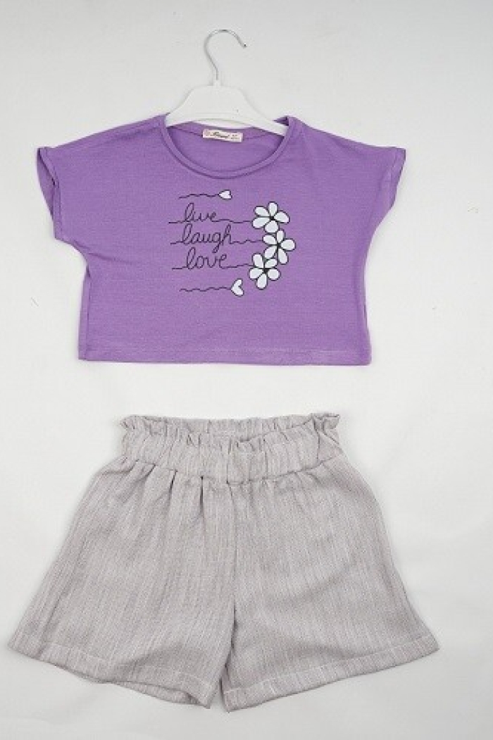 Wholesale Girls 2-Piece T-shirt and Linen Shorts 7-10Y - Producer: Büşra Bebe - Wholesale Kids & Baby Clothes From Turkey - TheBS Kids