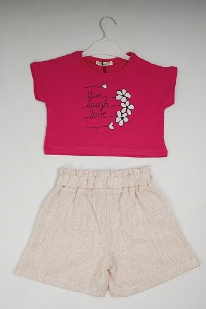Wholesale Girls 2-Piece T-shirt and Linen Shorts 7-10Y - Producer: Büşra Bebe - Wholesale Kids & Baby Clothes From Turkey - TheBS Kids