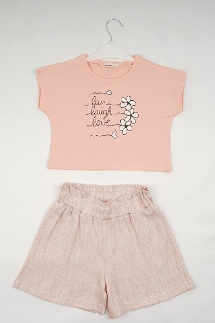 Wholesale Girls 2-Piece T-shirt and Linen Shorts 7-10Y - Producer: Büşra Bebe - Wholesale Kids & Baby Clothes From Turkey - TheBS Kids