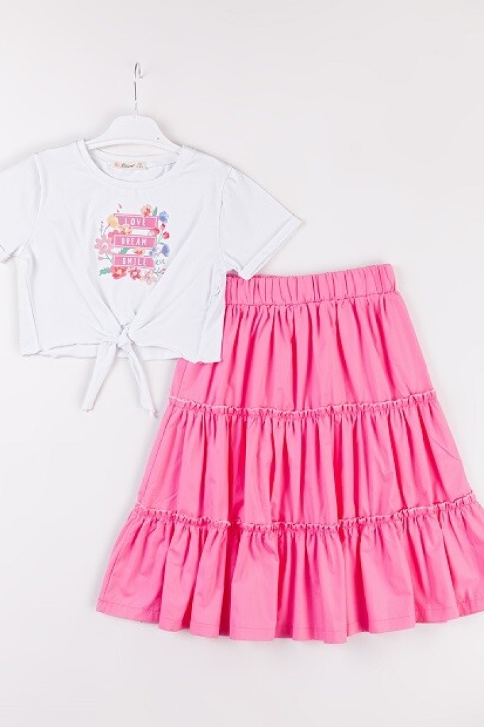 Wholesale Girls 2-Piece T-Shirt and Skirt Set 7-10Y - Producer: Büşra Bebe - Wholesale Kids & Baby Clothes From Turkey - TheBS Kids