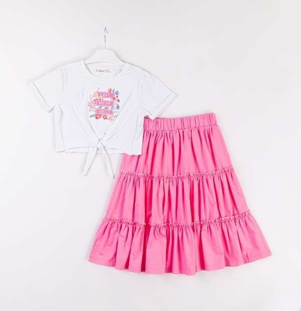 Wholesale Girls 2-Piece T-Shirt and Skirt Set 7-10Y - Producer: Büşra Bebe - Wholesale Kids & Baby Clothes From Turkey - TheBS Kids