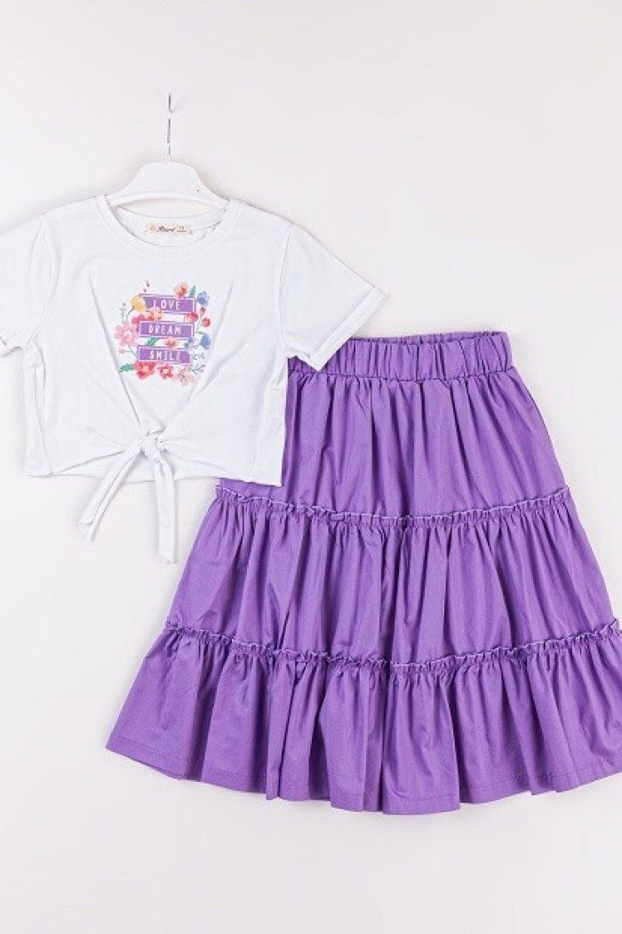 Wholesale Girls 2-Piece T-Shirt and Skirt Set 7-10Y - Producer: Büşra Bebe - Wholesale Kids & Baby Clothes From Turkey - TheBS Kids