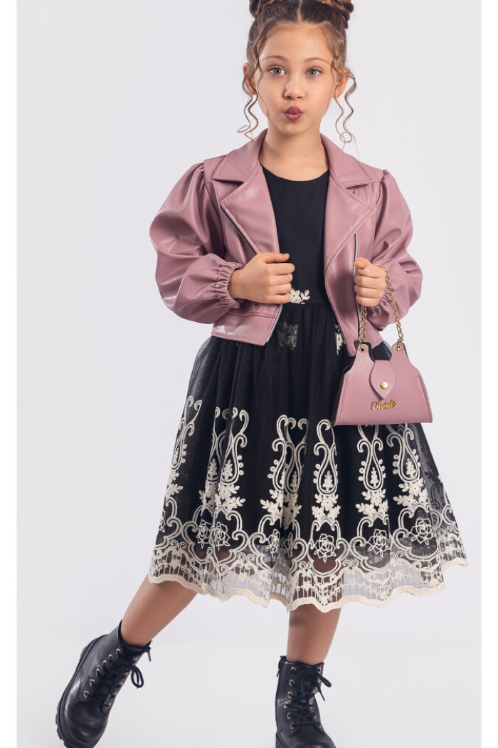 Wholesale Girls 3-Piece Dress, Jacket and Bag 6-12Y - Producer: Tivido - Wholesale Kids & Baby Clothes From Turkey - TheBS Kids