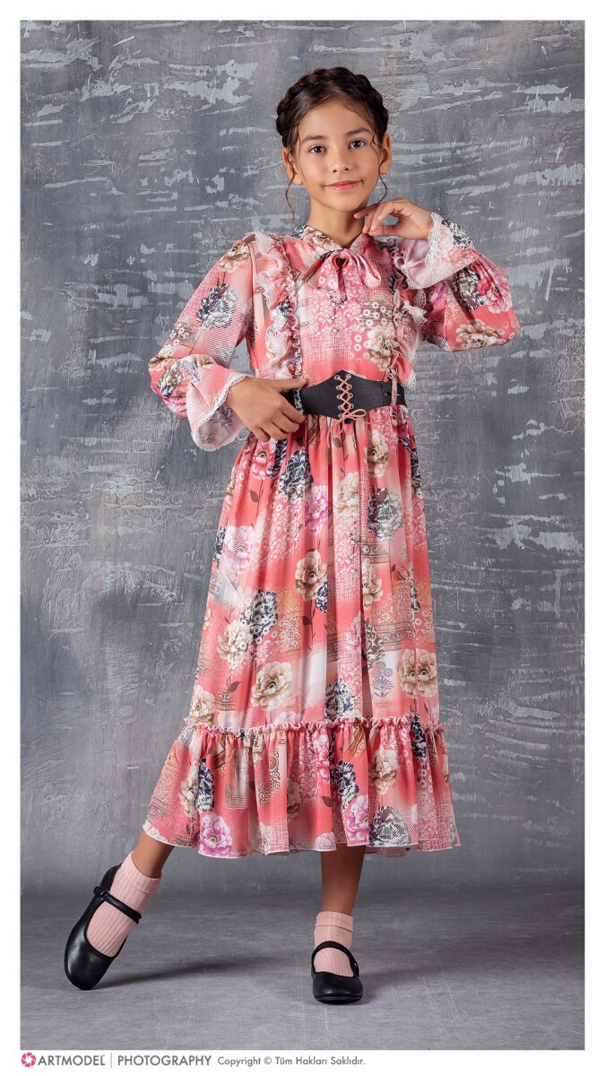 Wholesale Girls Dress with Belt 9-12Y - Producer: Tivido - Wholesale Kids & Baby Clothes From Turkey - TheBS Kids
