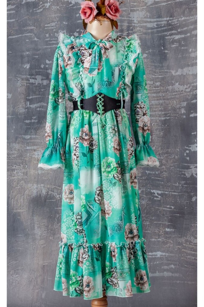Wholesale Girls Dress with Belt 9-12Y - Producer: Tivido - Wholesale Kids & Baby Clothes From Turkey - TheBS Kids
