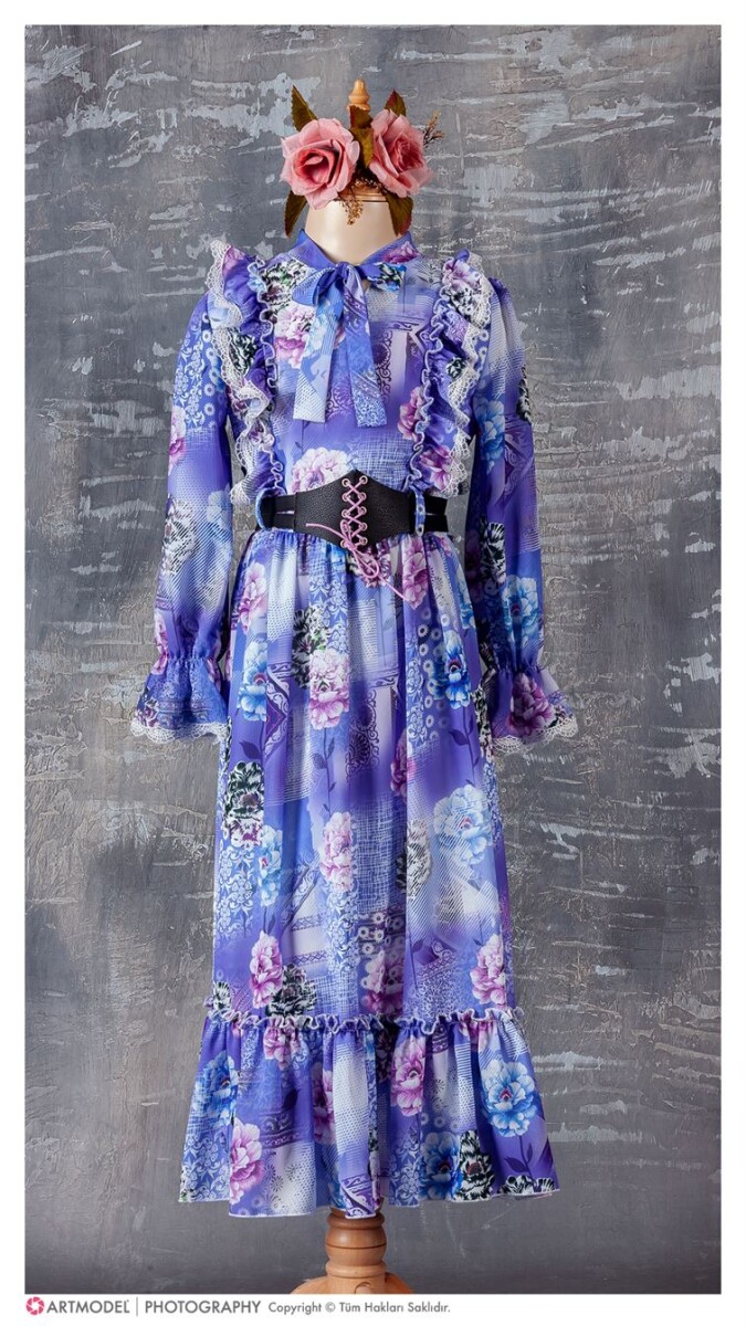 Wholesale Girls Dress with Belt 9-12Y - Producer: Tivido - Wholesale Kids & Baby Clothes From Turkey - TheBS Kids