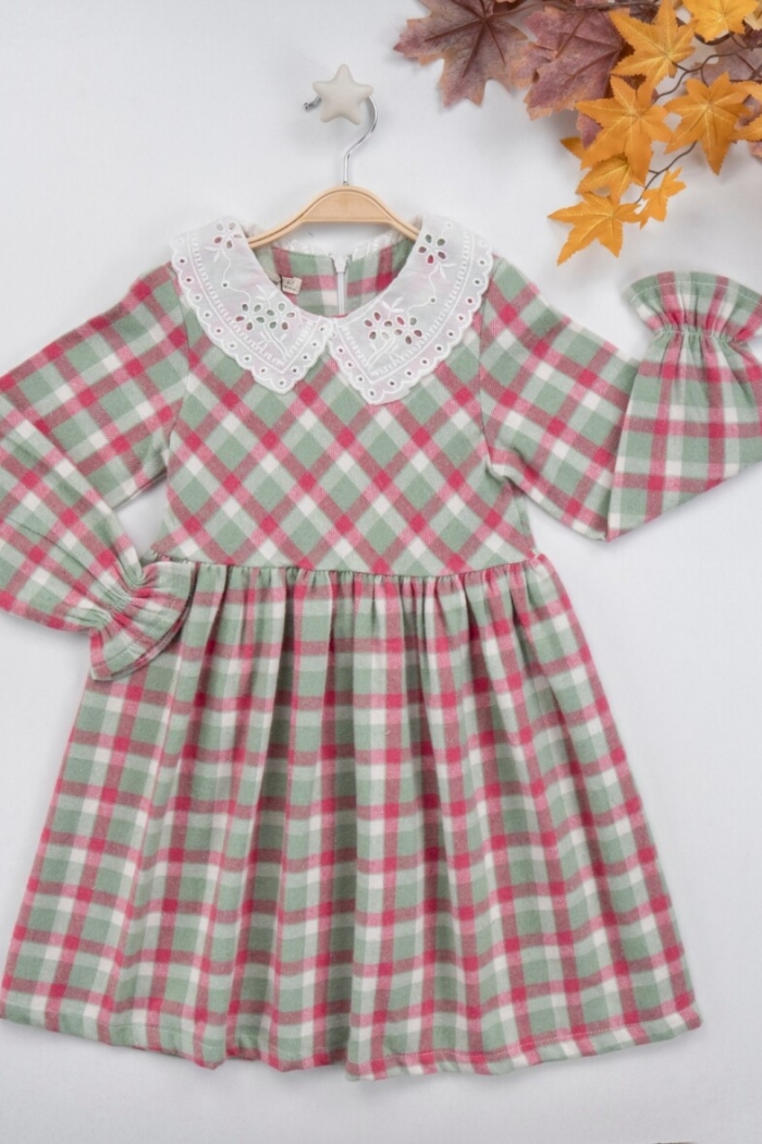 Wholesale Girls Dress with Brode Collar 7-10Y Busra Bebe - Producer: Büşra Bebe - Wholesale Kids & Baby Clothes From Turkey - TheBS Kids