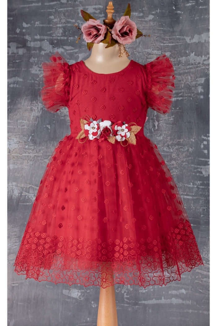 Wholesale Girls Dress with Flower Detail 5-8Y - Producer: Tivido - Wholesale Kids & Baby Clothes From Turkey - TheBS Kids