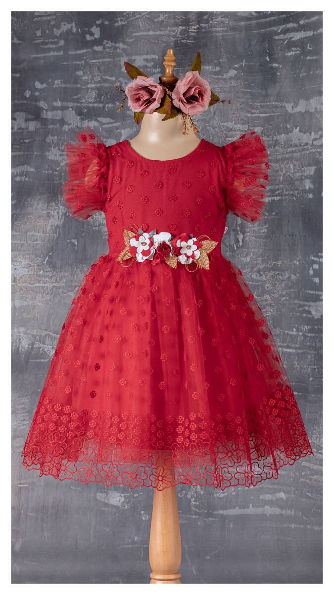 Wholesale Girls Dress with Flower Detail 5-8Y - Producer: Tivido - Wholesale Kids & Baby Clothes From Turkey - TheBS Kids