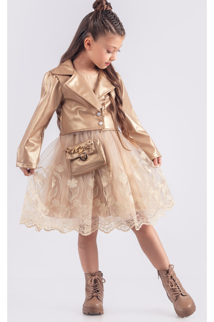 Wholesale Girls Dress with Jacket and Bag 6-12Y - Producer: Tivido - Wholesale Kids & Baby Clothes From Turkey - TheBS Kids