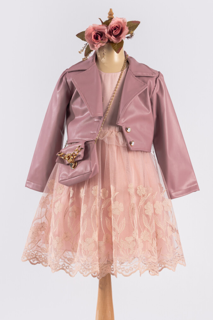 Wholesale Girls Dress with Jacket and Bag 6-12Y - Producer: Tivido - Wholesale Kids & Baby Clothes From Turkey - TheBS Kids