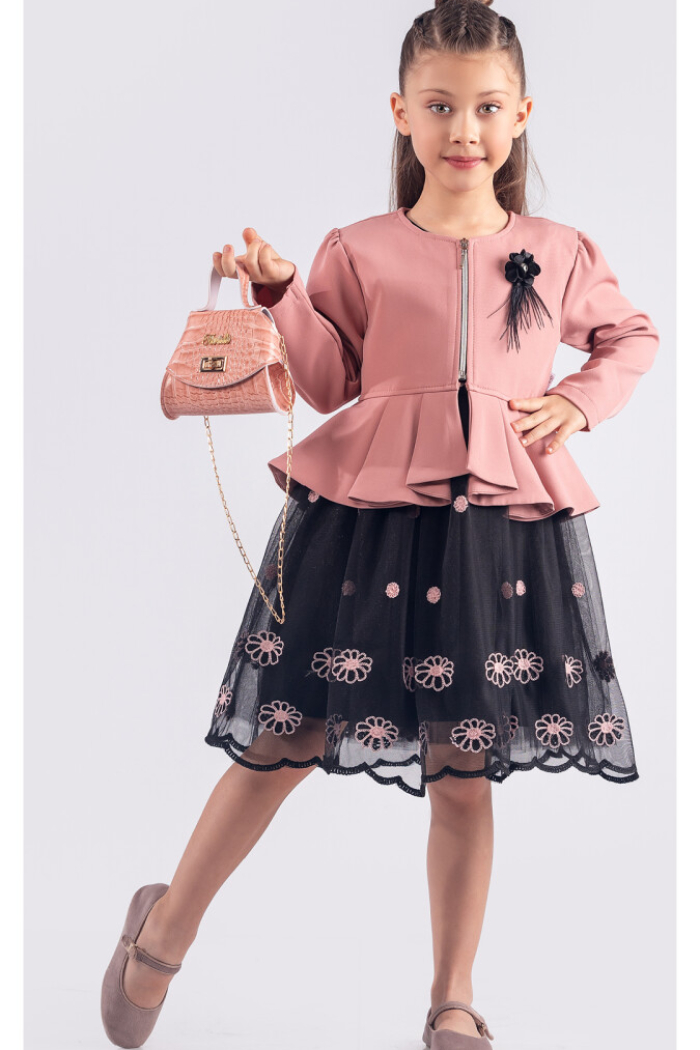Wholesale Girls Dress with Jacket and Bag 6-12Y - Producer: Tivido - Wholesale Kids & Baby Clothes From Turkey - TheBS Kids