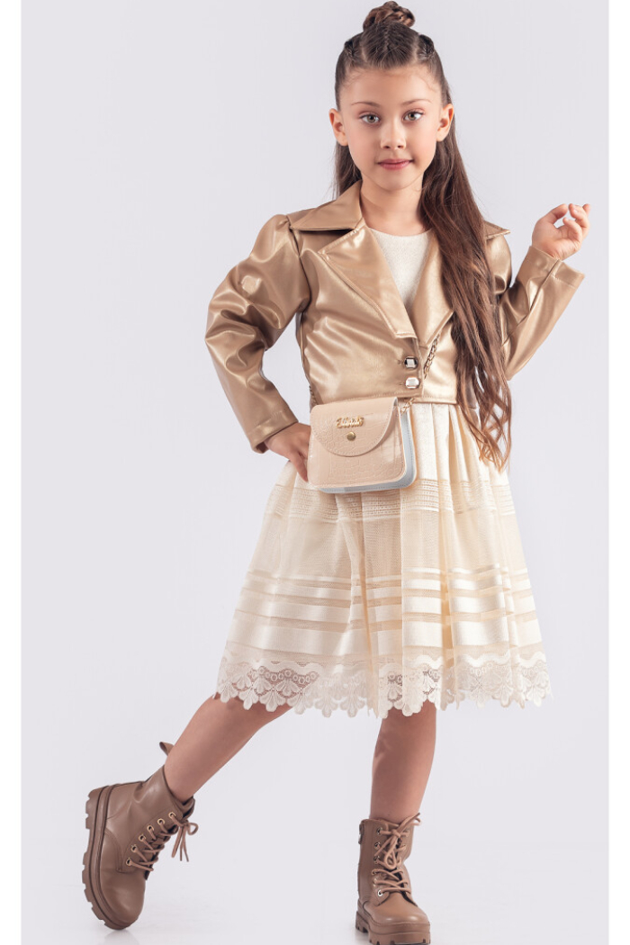 Wholesale Girls Dress with Jacket and Bag 6-12Y - Producer: Tivido - Wholesale Kids & Baby Clothes From Turkey - TheBS Kids
