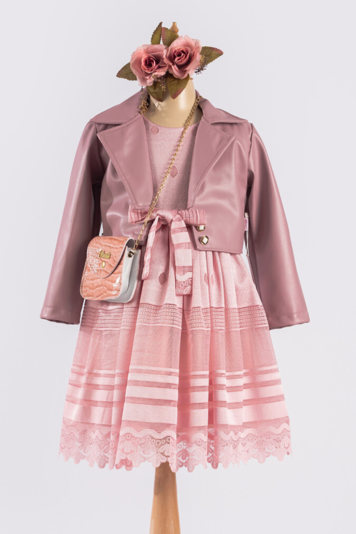Wholesale Girls Dress with Jacket and Bag 6-12Y - Producer: Tivido - Wholesale Kids & Baby Clothes From Turkey - TheBS Kids