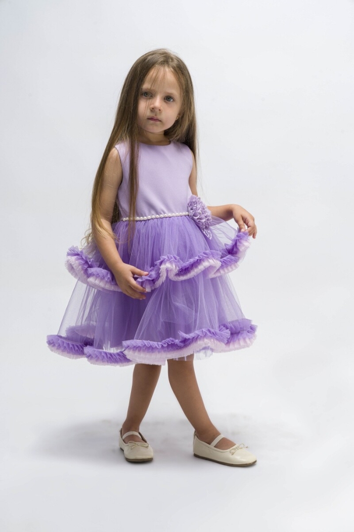 Wholesale Girls Dress with Ruffled and Tulle 2-5Y 1022-23017* - Producer: Wecan - Wholesale Kids & Baby Clothes From Turkey - TheBS Kids