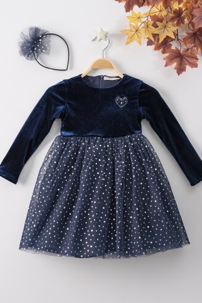 Wholesale Girls Dress with Tulle and Hairclip - Producer: Büşra Bebe - Wholesale Kids & Baby Clothes From Turkey - TheBS Kids