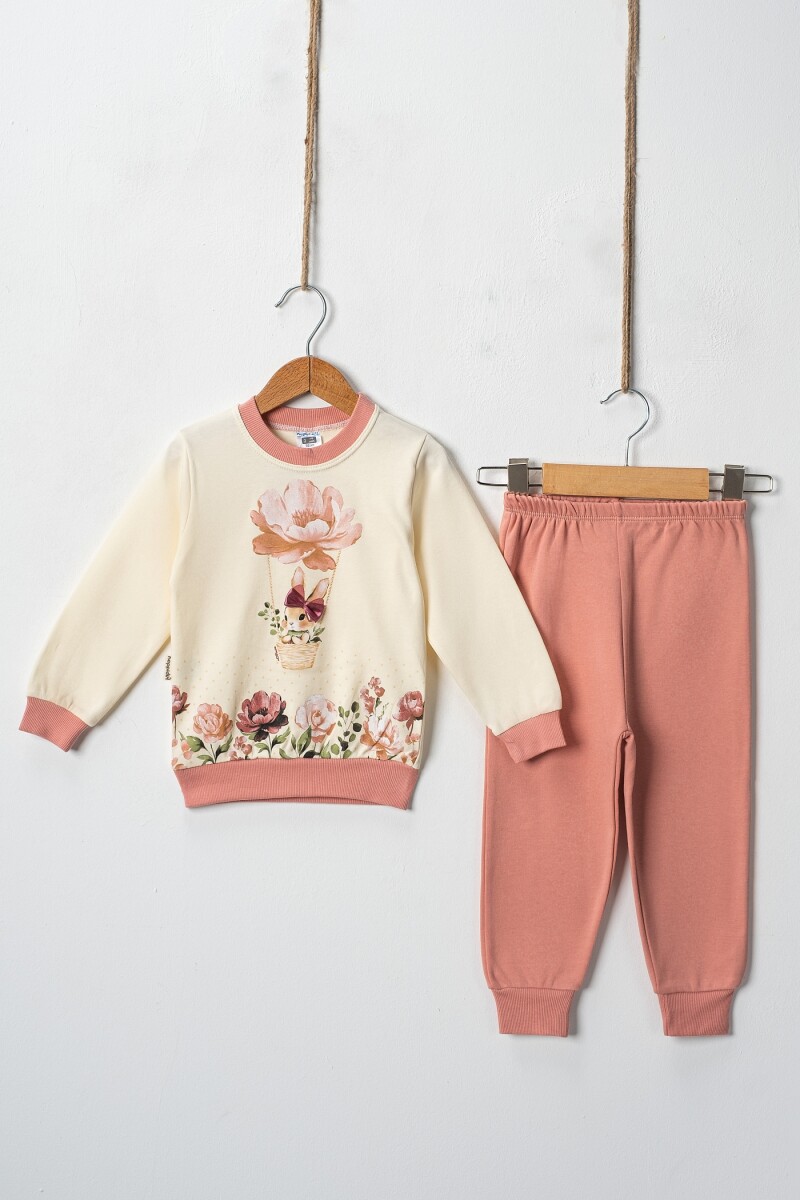 Wholesale Girl's Floral Rabbit Printed 2pcs Tracksuit Set 2-4Y - Producer: Hoppidik - Wholesale Kids & Baby Clothes From Turkey - TheBS Kids