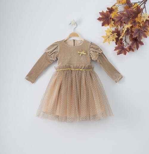 Wholesale Girls Velvet Dress with Tulle 3-6Y Busra Bebe - Producer: Büşra Bebe - Wholesale Kids & Baby Clothes From Turkey - TheBS Kids