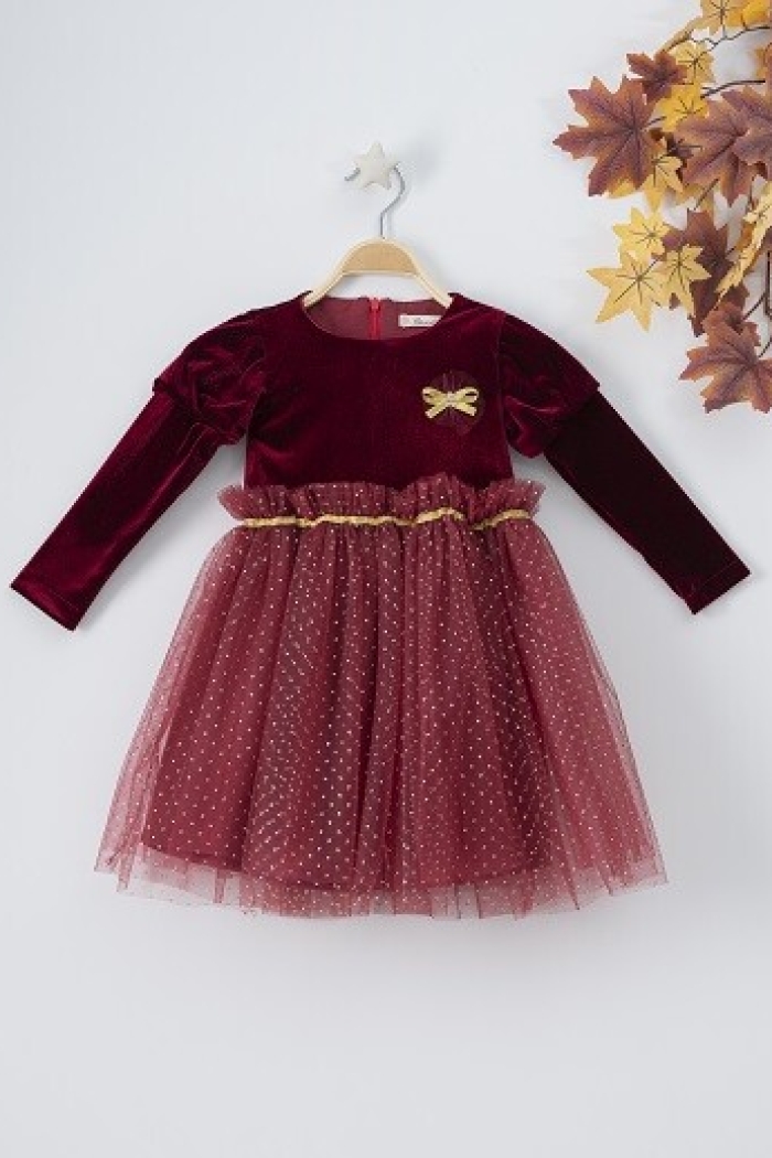 Wholesale Girls Velvet Dress with Tulle 3-6Y Busra Bebe - Producer: Büşra Bebe - Wholesale Kids & Baby Clothes From Turkey - TheBS Kids