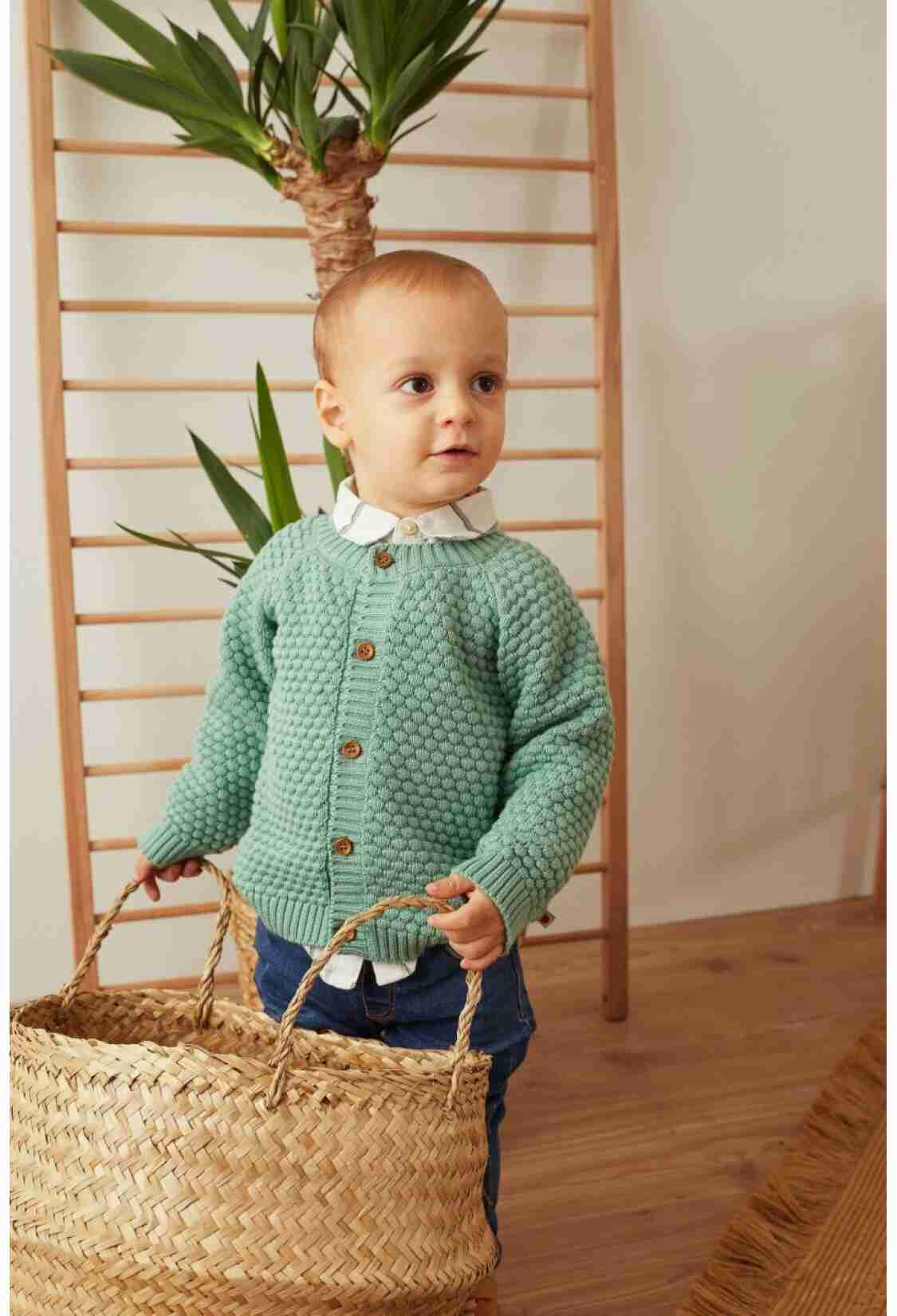 - 100% Organic Cotton With GOTS Certified Knitwear Mini Bubble Cardigan 12-36M 1061 - 121069 - Brand: Uludağ Triko - Kids & Bby Clothes From TheBS Kids Turkey