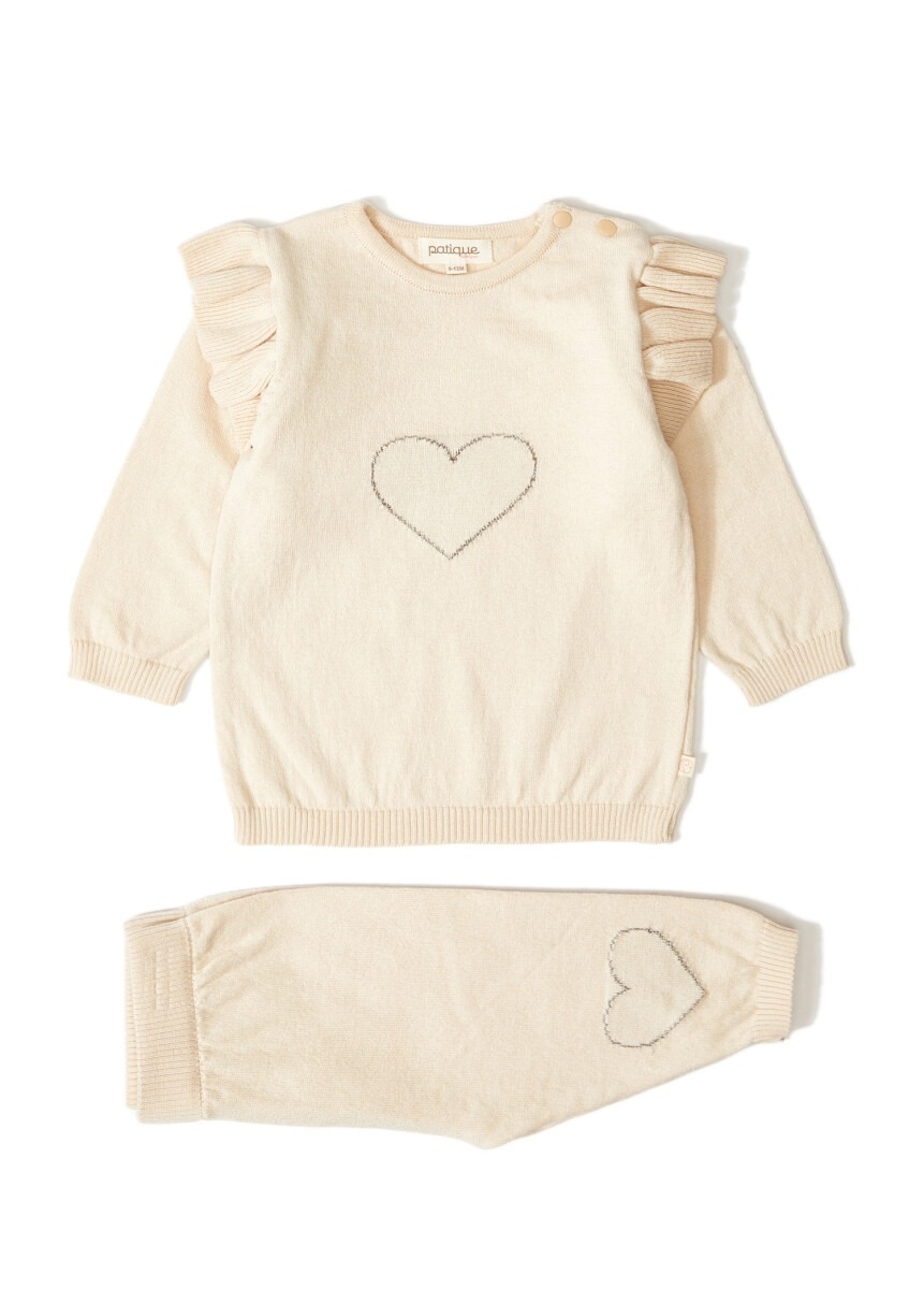 Baby Sets – 100% Organic Cotton With GOTS Certified Knitwear Ruffle Love Two Piece Set 3-12M 1061-21035 – Brand: Uludağ Triko – Kids & Bby Clothes From TheBS Kids Turkey