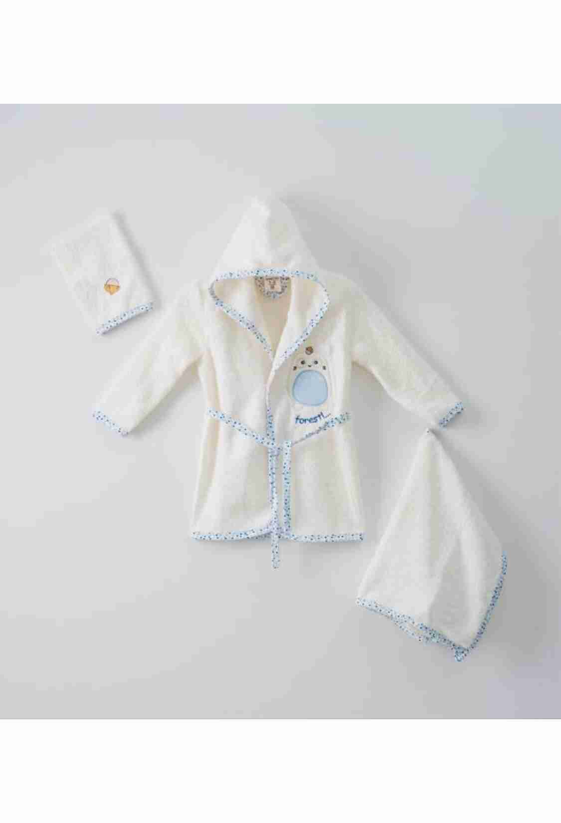 Towel and Bathrobe - 3'lü Bebe Bornoz Set (Kutulu) 1072-710 - Brand: Ramel Kids - Kids & Bby Clothes From TheBS Kids Turkey
