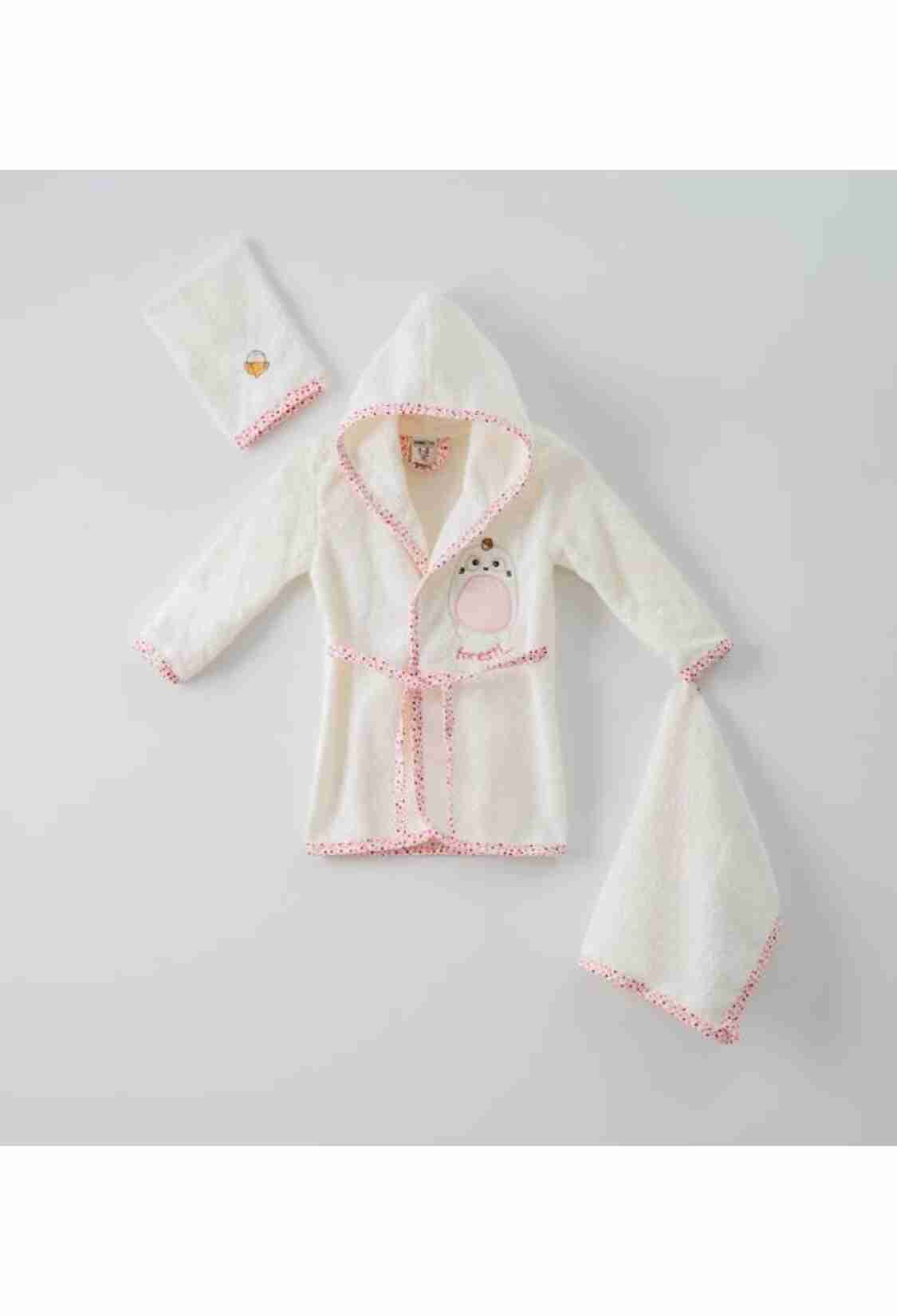 Towel and Bathrobe - 3'lü Bebe Bornoz Set (Kutulu) 1072-710 - Brand: Ramel Kids - Kids & Bby Clothes From TheBS Kids Turkey