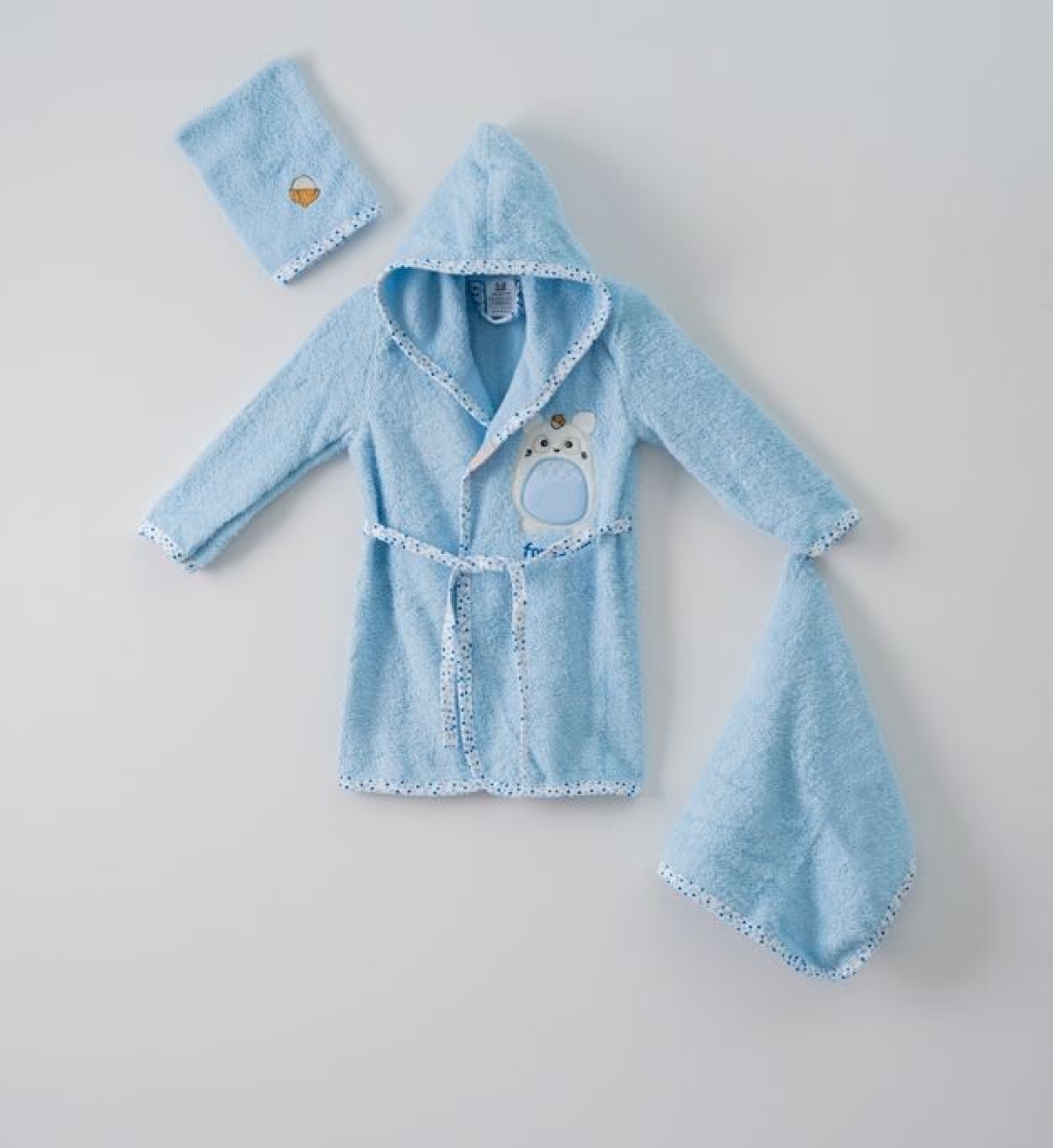 Towel and Bathrobe - 3'lü Bebe Bornoz Set (Kutulu) 1072-710 - Brand: Ramel Kids - Kids & Bby Clothes From TheBS Kids Turkey