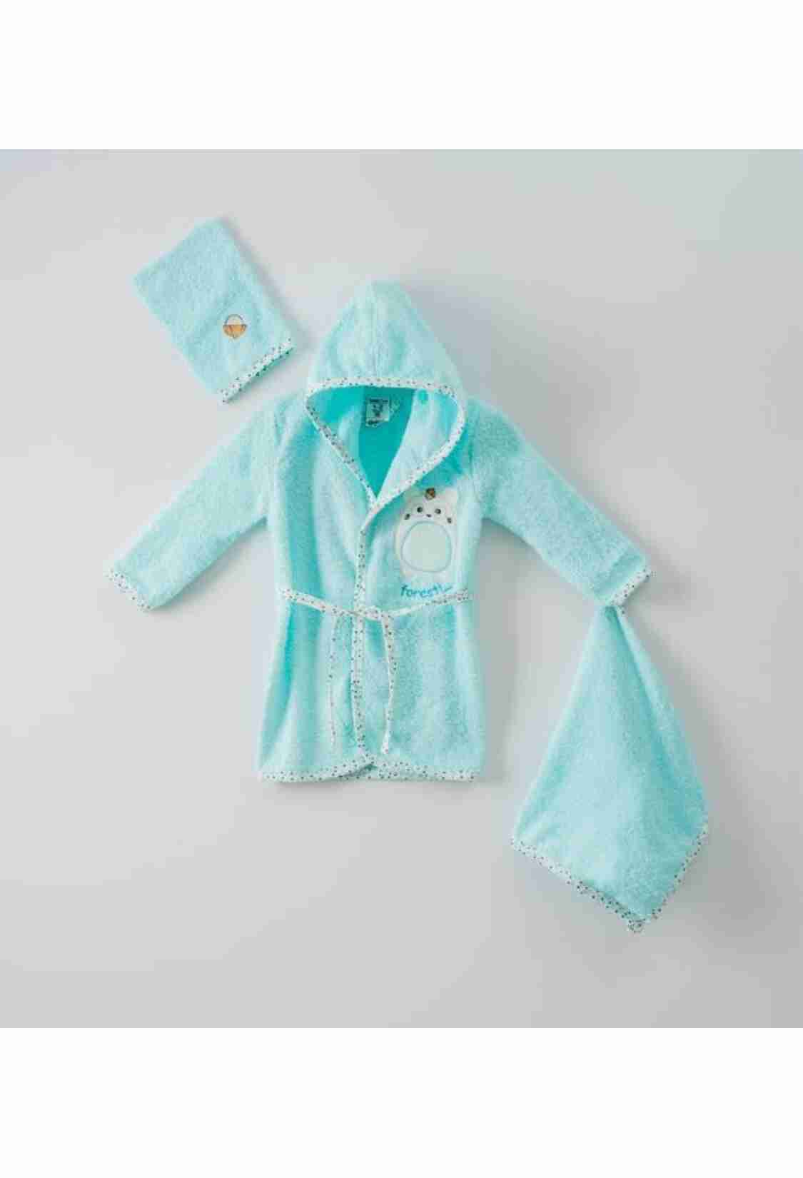 Towel and Bathrobe - 3'lü Bebe Bornoz Set (Kutulu) 1072-710 - Brand: Ramel Kids - Kids & Bby Clothes From TheBS Kids Turkey
