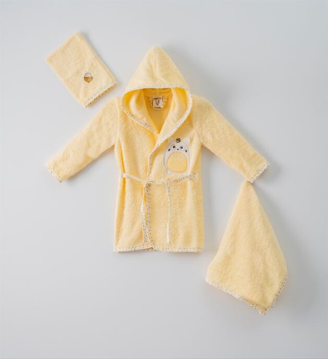 Towel and Bathrobe - 3'lü Bebe Bornoz Set (Kutulu) 1072-710 - Brand: Ramel Kids - Kids & Bby Clothes From TheBS Kids Turkey