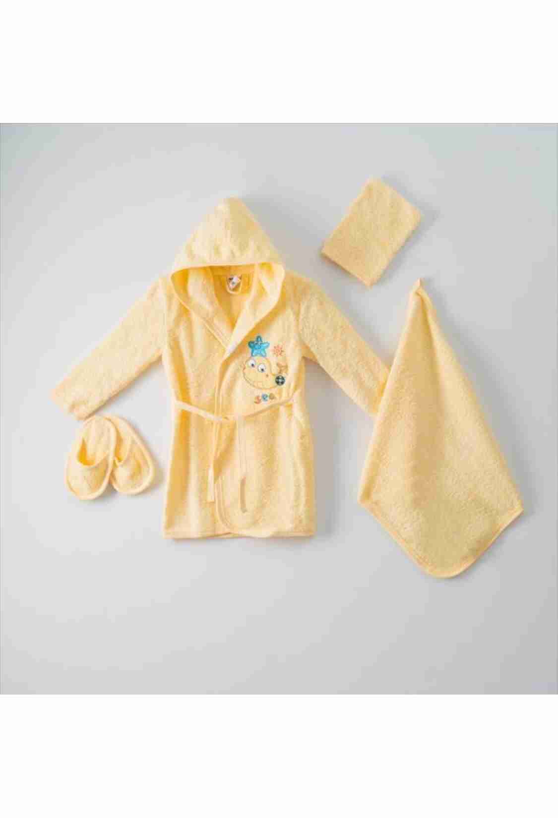 Towel and Bathrobe - 4'lü Balık Bornoz Set (Kutulu) 1072-426 - Brand: Ramel Kids - Kids & Bby Clothes From TheBS Kids Turkey