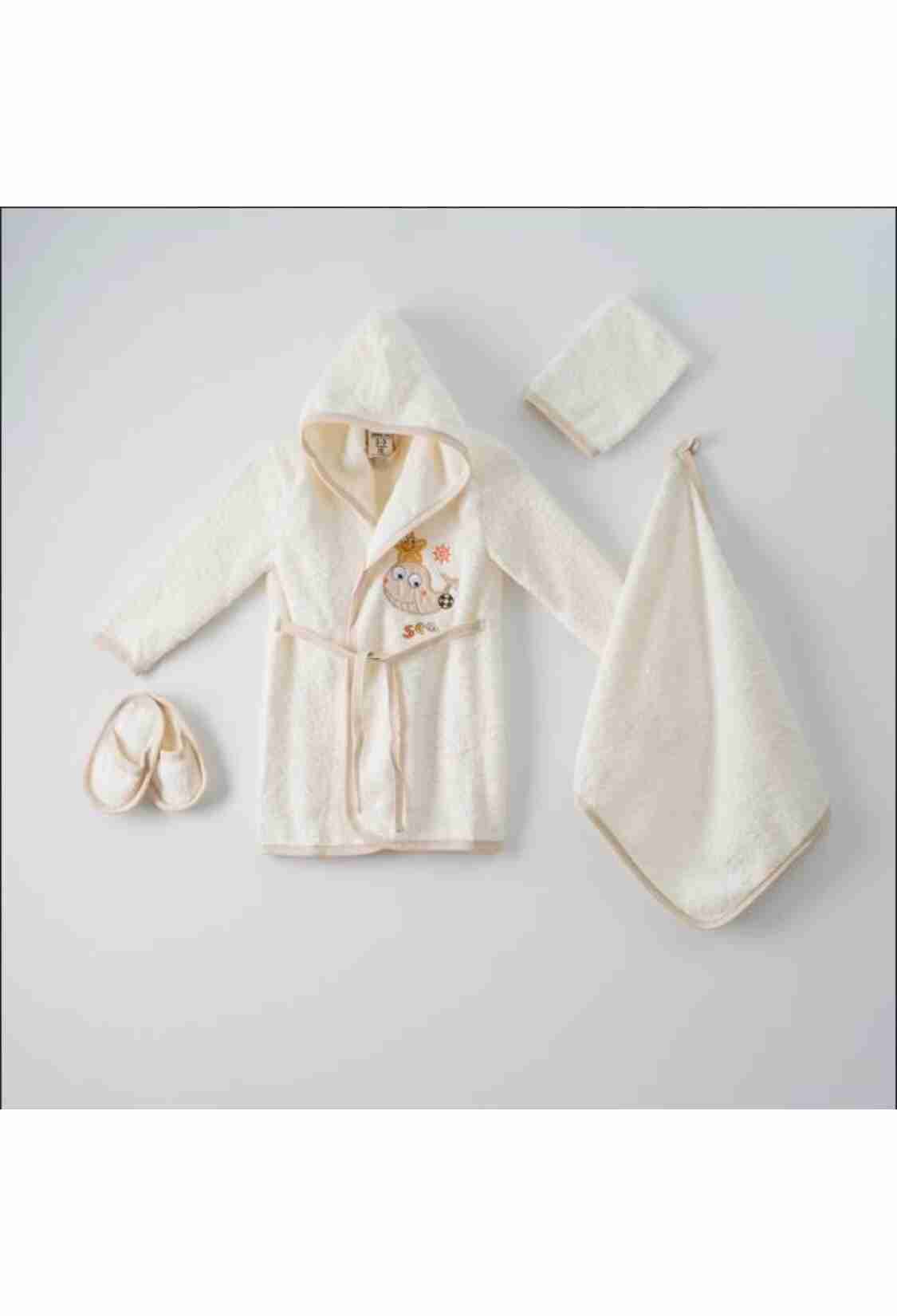 Towel and Bathrobe - 4'lü Balık Bornoz Set (Kutulu) 1072-426 - Brand: Ramel Kids - Kids & Bby Clothes From TheBS Kids Turkey