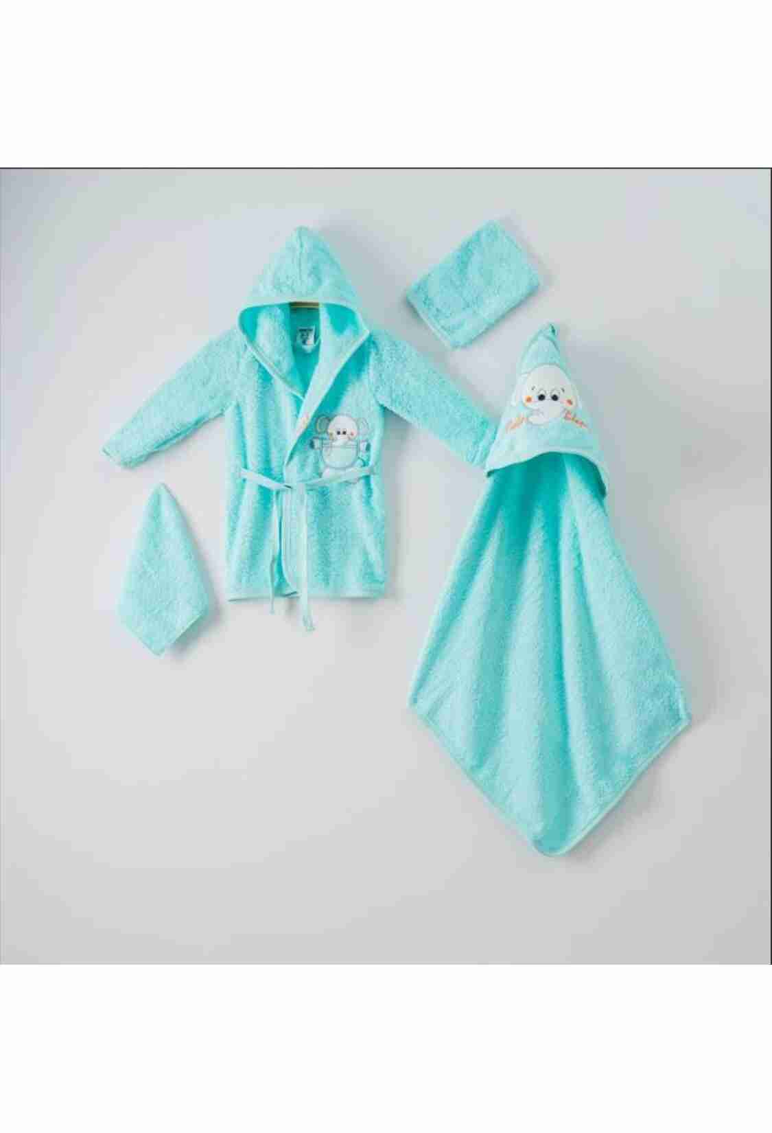 Towel and Bathrobe - 4'lü Fil Bornoz Set (Kutulu) 1072-442 - Brand: Ramel Kids - Kids & Bby Clothes From TheBS Kids Turkey