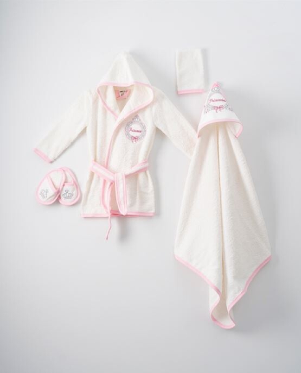 Towel and Bathrobe - 4'lü Kız Bebek Bornoz Set 1072-702K - Brand: Ramel Kids - Kids & Bby Clothes From TheBS Kids Turkey