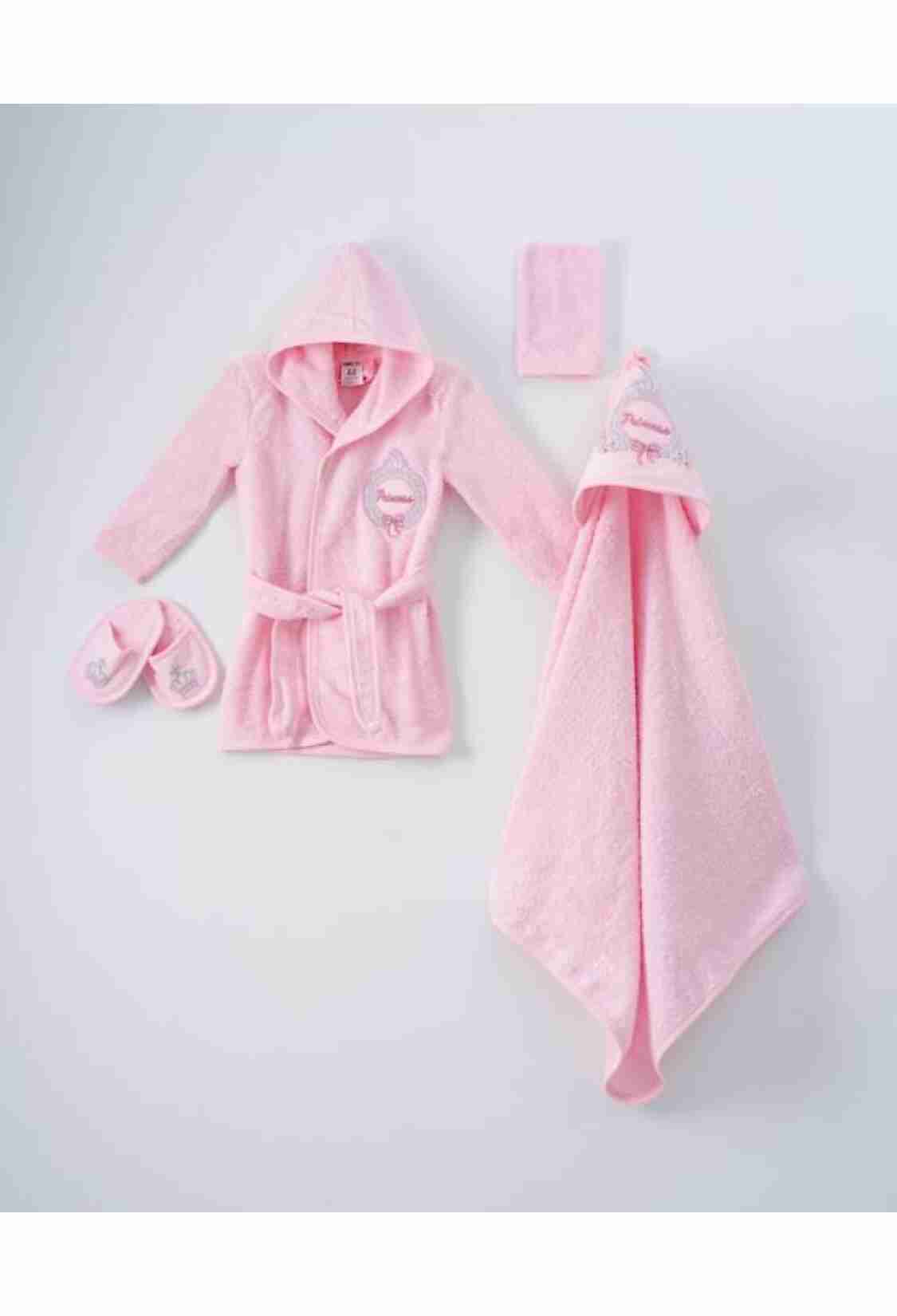 Towel and Bathrobe - 4'lü Kız Bebek Bornoz Set 1072-702K - Brand: Ramel Kids - Kids & Bby Clothes From TheBS Kids Turkey